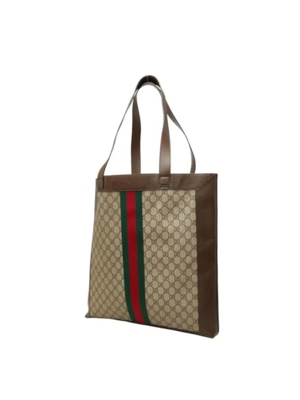 Gucci GG Supreme Ophidia Tote Bag Beige Brown Leather